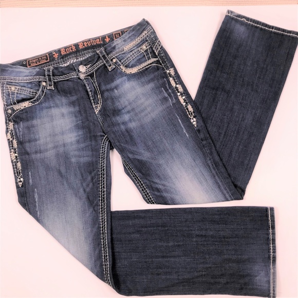 Rock Revival Amy Easy Boot Embellished Dark Sz 31x32 - Picture 2 of 7